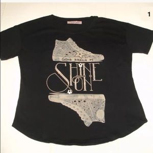 Monte Cervino Cotton Black Embellished Tee L/XL